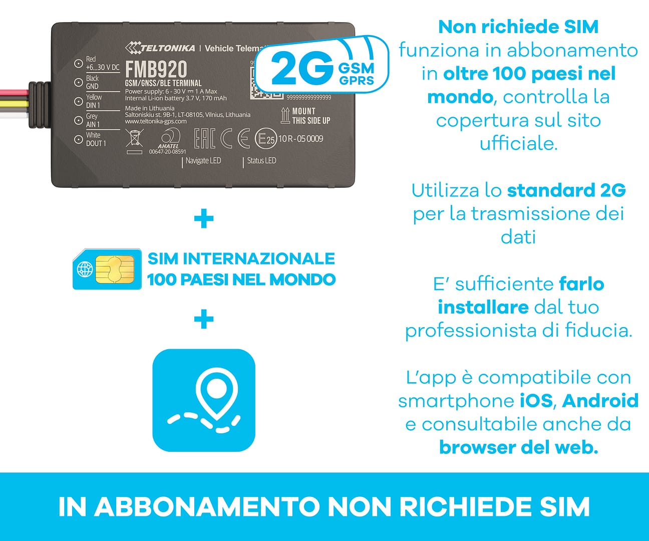 Versione 2G - Localizzatore GPS FMB920 con 12 mesi di servizio - immagine 6